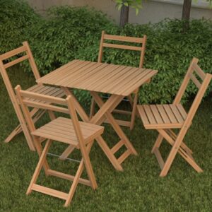 طقم بلكونة 4 فرد منطويمكون من ترابيزة و4 كراسي خشب زان