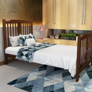 سرير خشب زان 120سم غامق